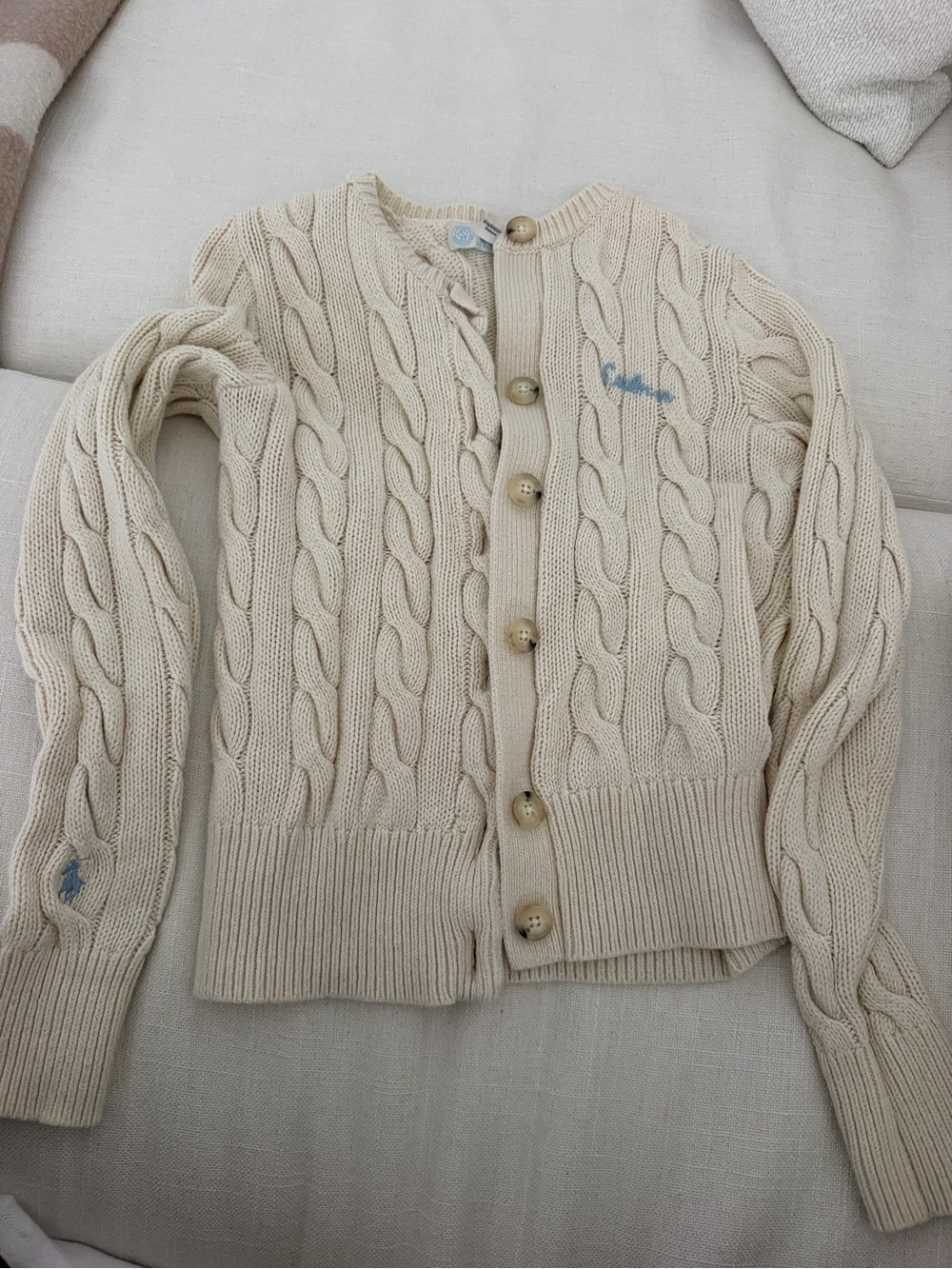 Polo by Ralph Lauren Cream Cable Knit Cardigan